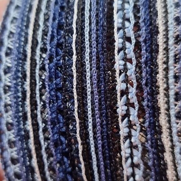 BOHO KNIT CROCHET WIDE BRIM FALL COLORS HEADBAND Black blue white - Picture 6 of 7